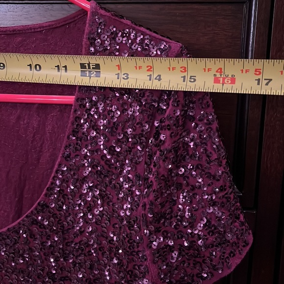 J Crew Sequin Purple T shirt - Picture 7 of 8